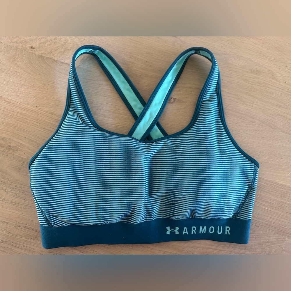 Under Armour Women's Teal Striped Sports Bra